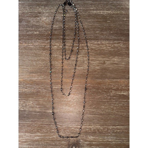 Henri Bendel Crystal Beaded Necklace Layered Strand Long Fashion Jewelry - Picture 2 of 10